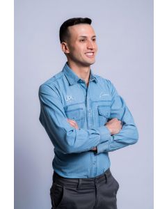 CAMISA SOCIAL MASCULINA JEANS P (12-128-2M)