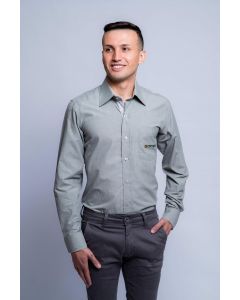 CAMISA SOCIAL MASCULINA CINZA M (12-121-10M)