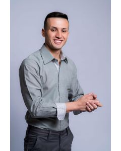 CAMISA SOCIAL MASCULINA CINZA G (12-121-10M)