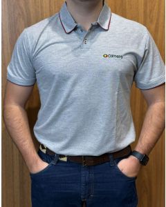 POLO MC MASCULINA CINZA MESCLA GG