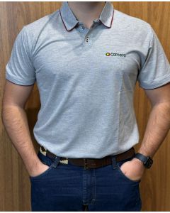 POLO MC MASCULINA CINZA MESCLA XG