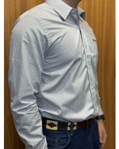 CAMISA SOCIAL MASCULINA XADREZ CINZA M