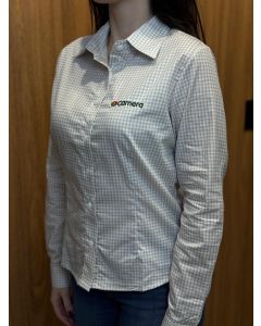 CAMISA SOCIAL FEMININA XADREZ CINZA PP