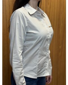 CAMISA SOCIAL FEMININA XADREZ CINZA P
